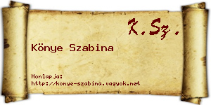 Könye Szabina névjegykártya